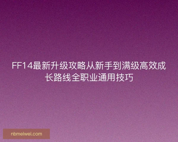 FF14最新升级攻略从新手到满级高效成长路线全职业通用技巧