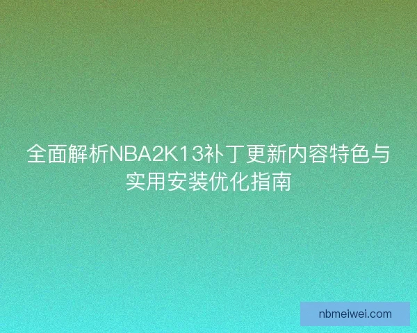 全面解析NBA2K13补丁更新内容特色与实用安装优化指南