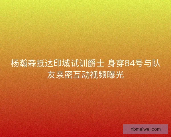 杨瀚森抵达印城试训爵士 身穿84号与队友亲密互动视频曝光