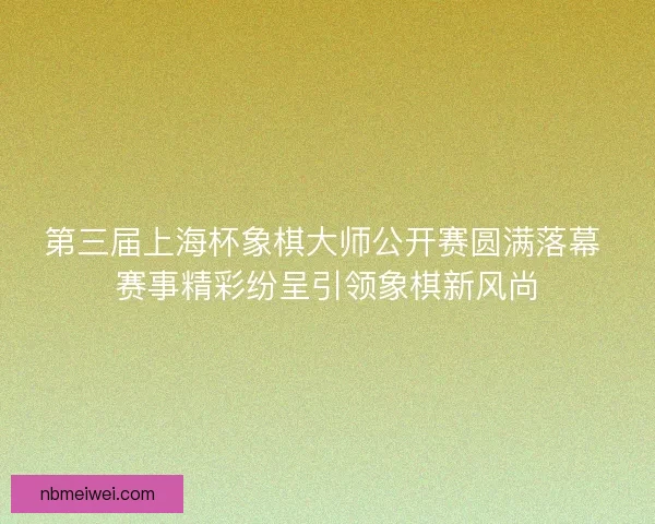 第三届上海杯象棋大师公开赛圆满落幕 赛事精彩纷呈引领象棋新风尚