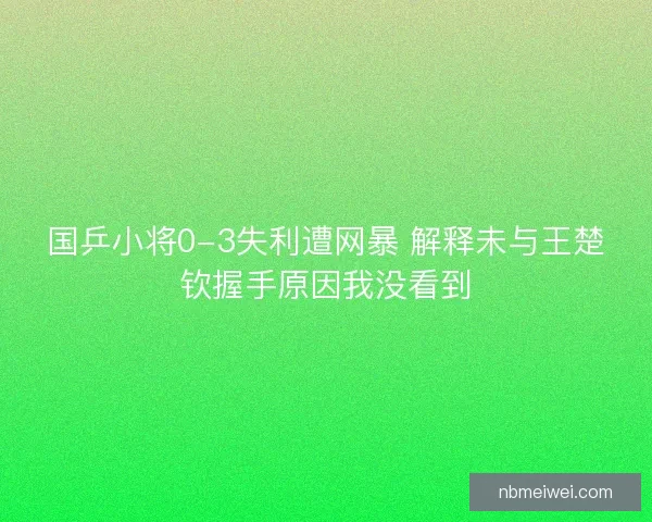 国乒小将0-3失利遭网暴 解释未与王楚钦握手原因我没看到