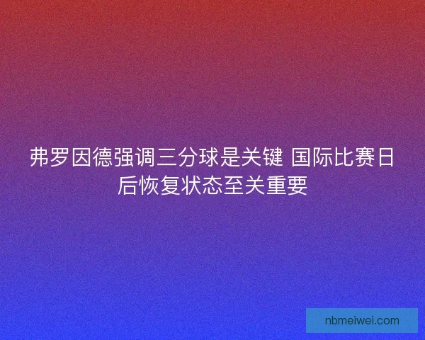 弗罗因德强调三分球是关键 国际比赛日后恢复状态至关重要