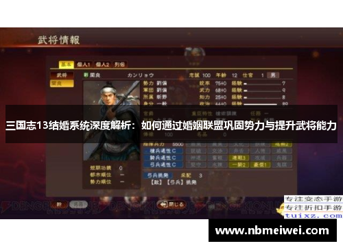 三国志13结婚系统深度解析：如何通过婚姻联盟巩固势力与提升武将能力